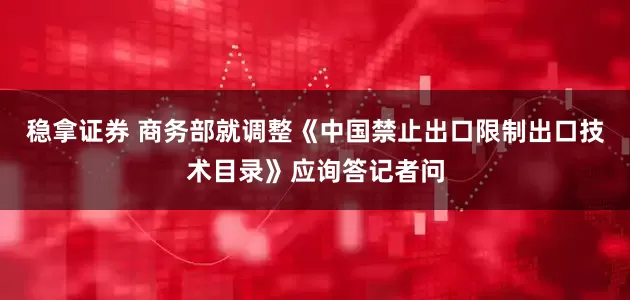 稳拿证券 商务部就调整《中国禁止出口限制出口技术目录》应询答记者问