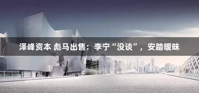 泽峰资本 彪马出售：李宁“没谈”，安踏暧昧